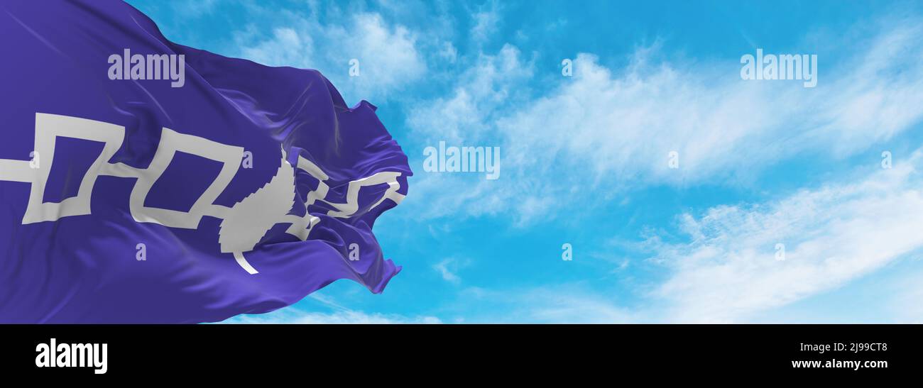 official flag of Iroquois Confederacy people ethnic USA at cloudy sky
