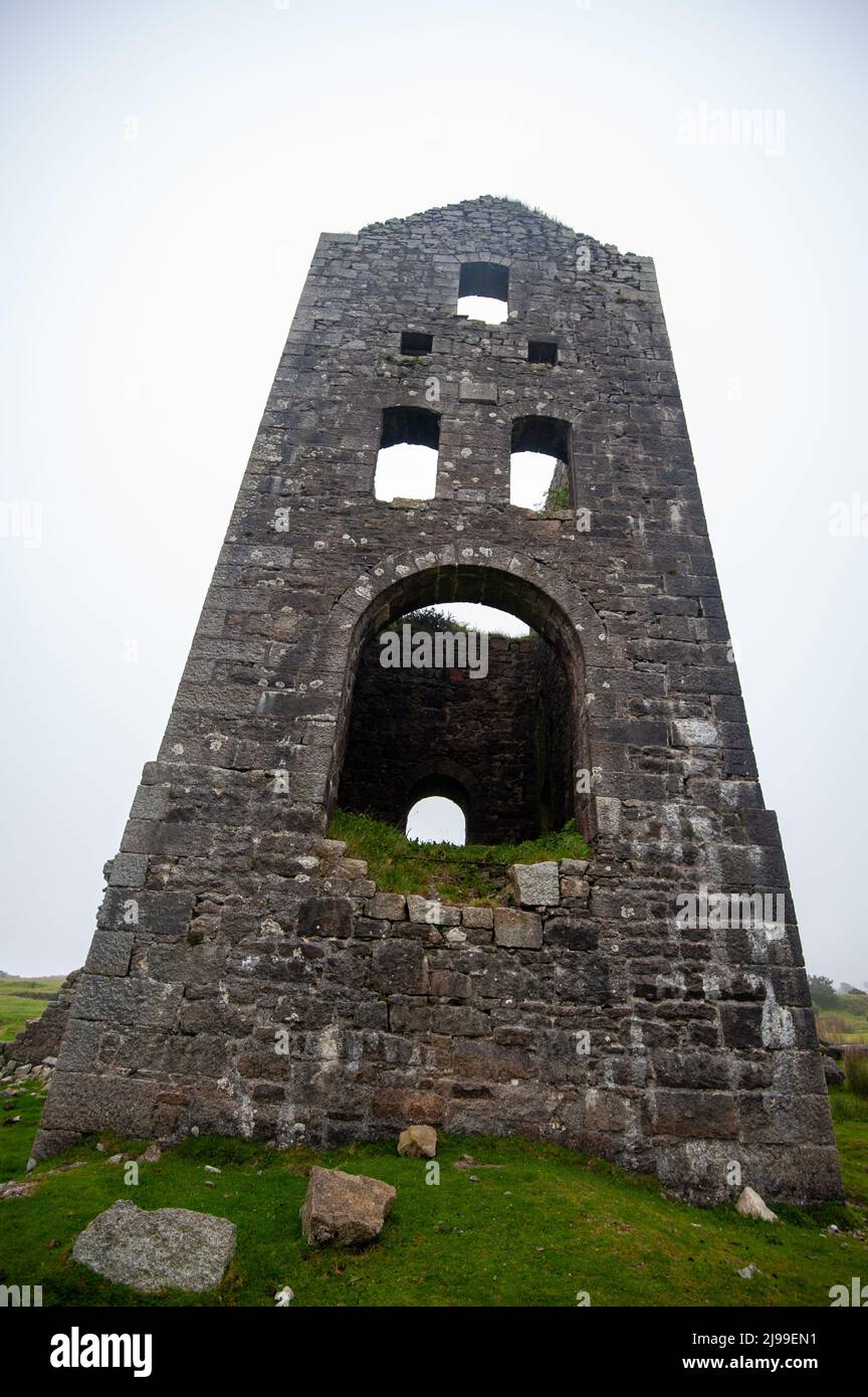 The Bellingham Shaft Pumping House of Wheal Jenkin Mine, Minions Cornwall Stock Photo
