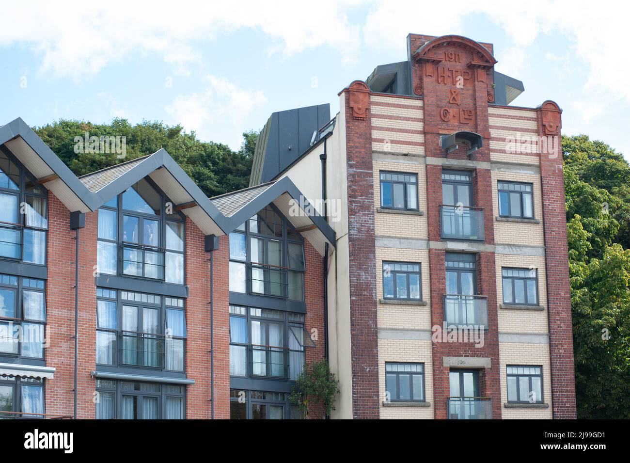 Warehouse building which is now flats in Truro, Cornwall, England, UK