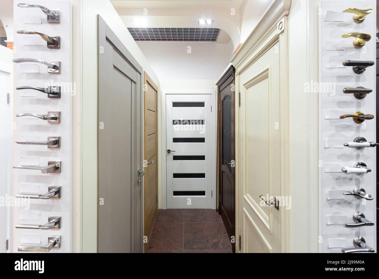 Door closers in a specialized store. Many different door and gate