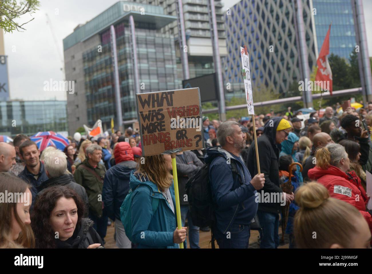 Lockdown Protesters in Manchester stage protests in the Arndale Centre