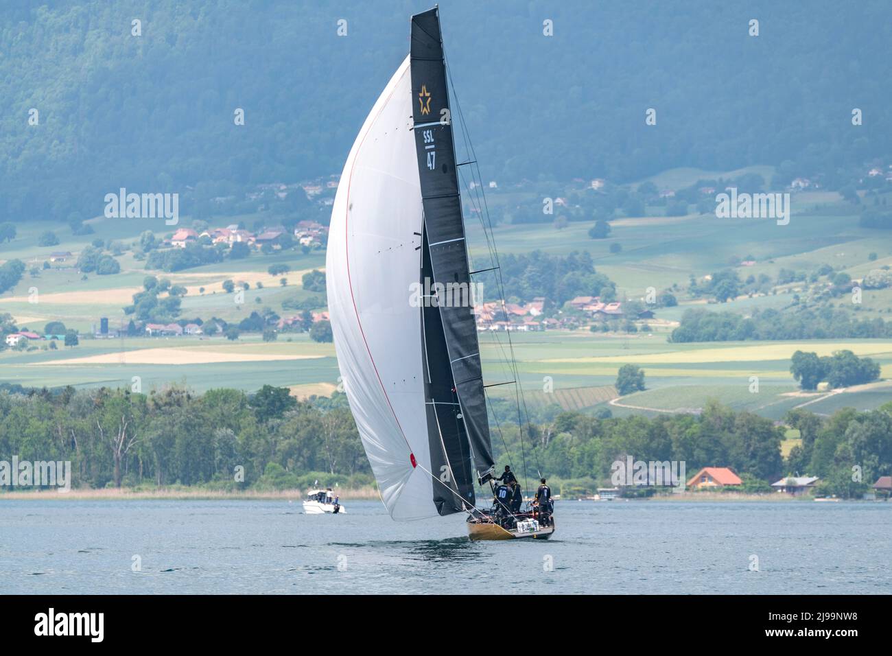 Grandson, Switzerland. 05th Feb, 2022. The Rum Runners Team of Antigua & Barbuda (2) is in action during the Stars Sailors Gold Cup 2022 Credit: Pacific Press Media Production Corp./Alamy Live News Stock Photo