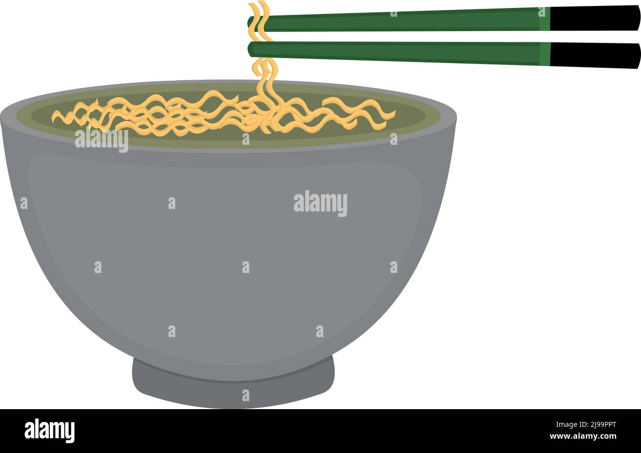 Vector illustration of ramen noodles with some chopsticks Stock Vector