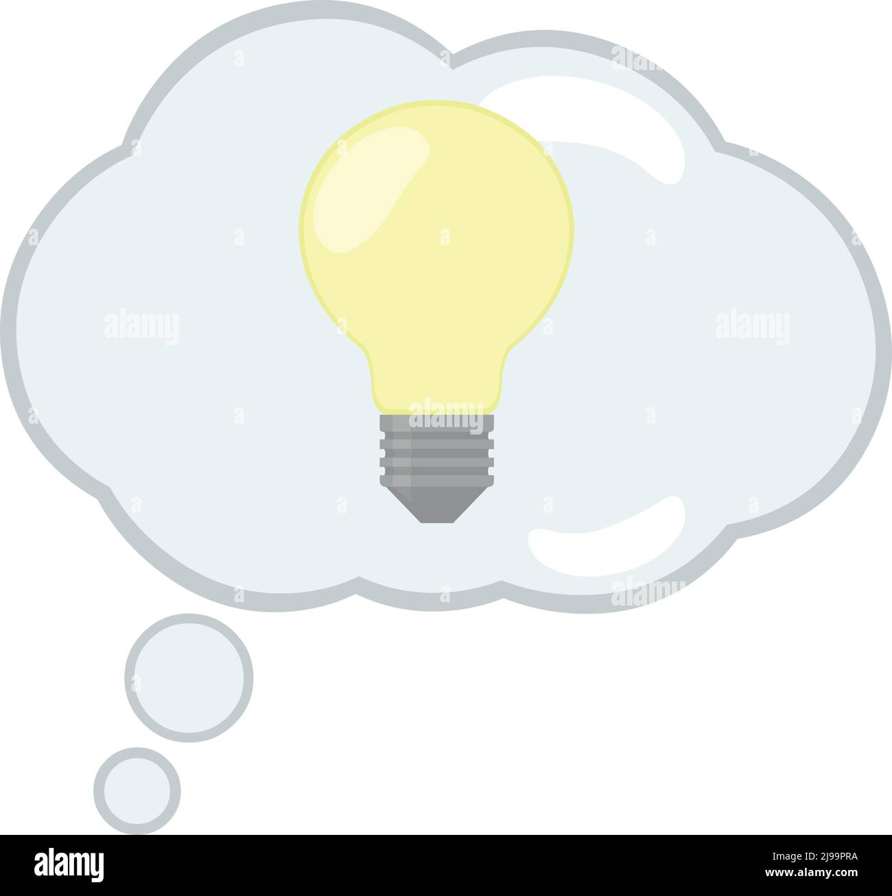 Vector illustration of a cloud of thought with a light bulb in concept of good idea or creativity Stock Vector