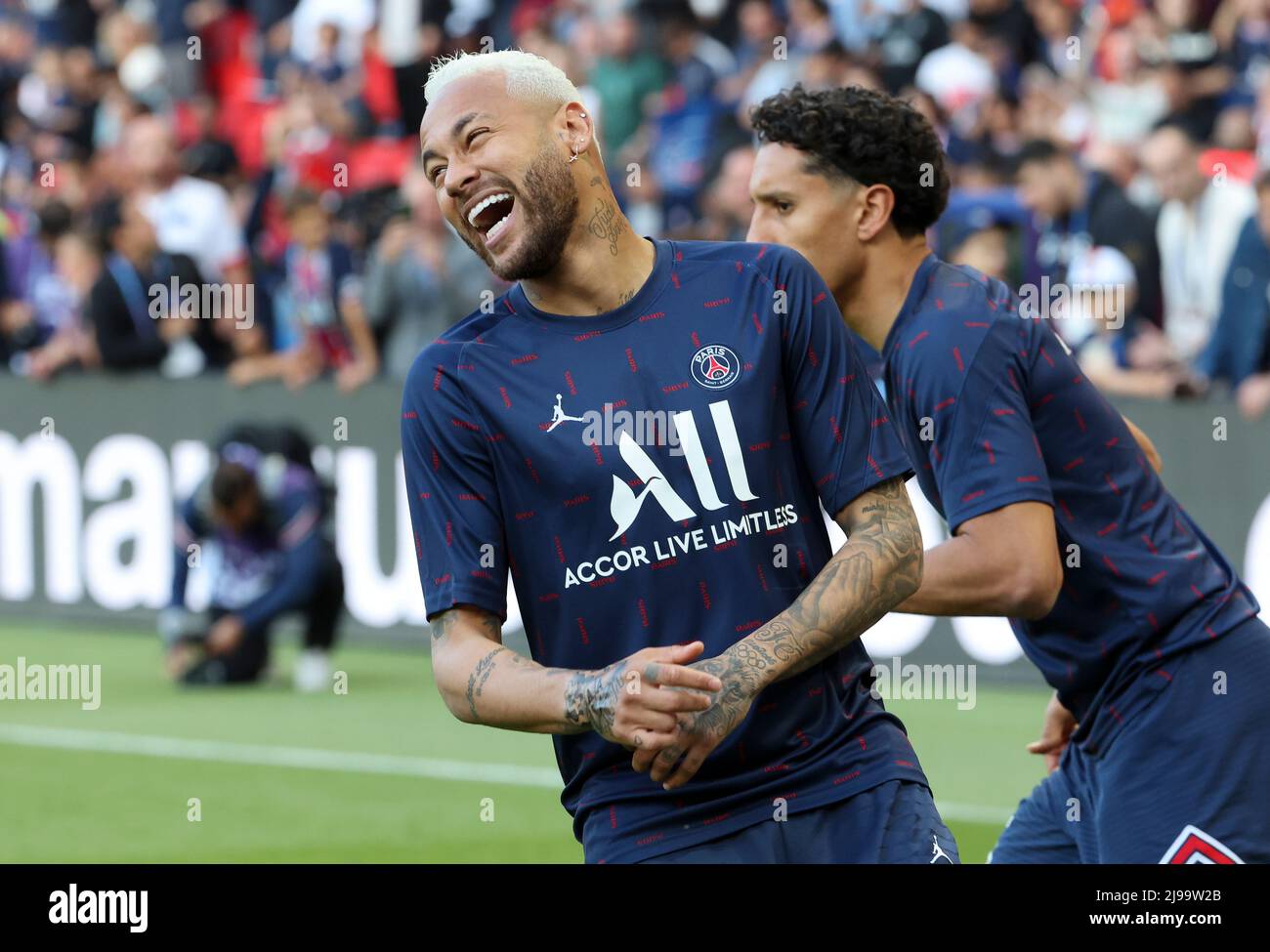 Neymar Jr of PSG during the French championship Ligue 1 football match  between Paris Saint-Germain (PSG) and FC Metz on May 21, 2022 at Parc des  Princes stadium in Paris, France -