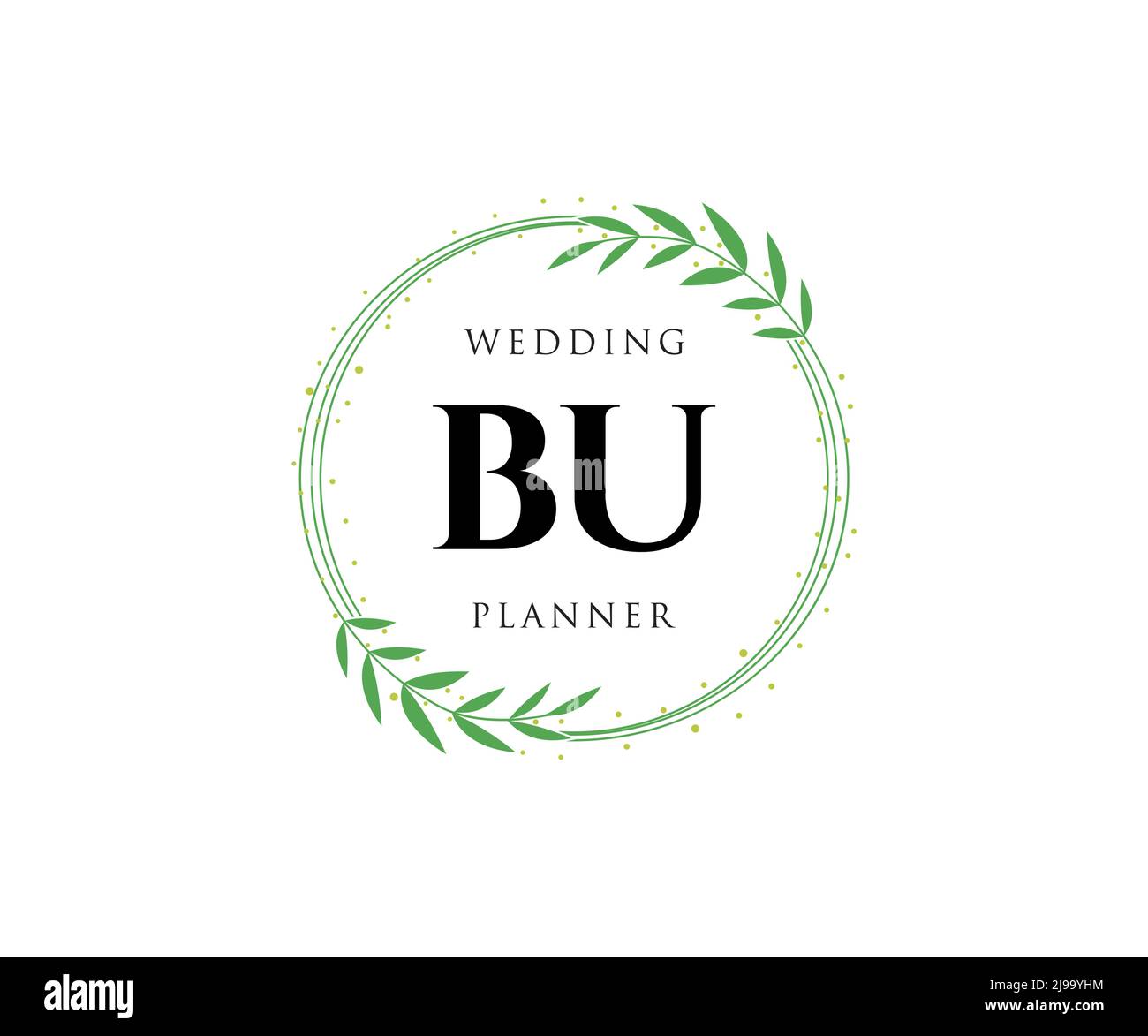 BU Initials letter Wedding monogram logos collection, hand drawn modern minimalistic and floral templates for Invitation cards, Save the Date, elegant Stock Vector