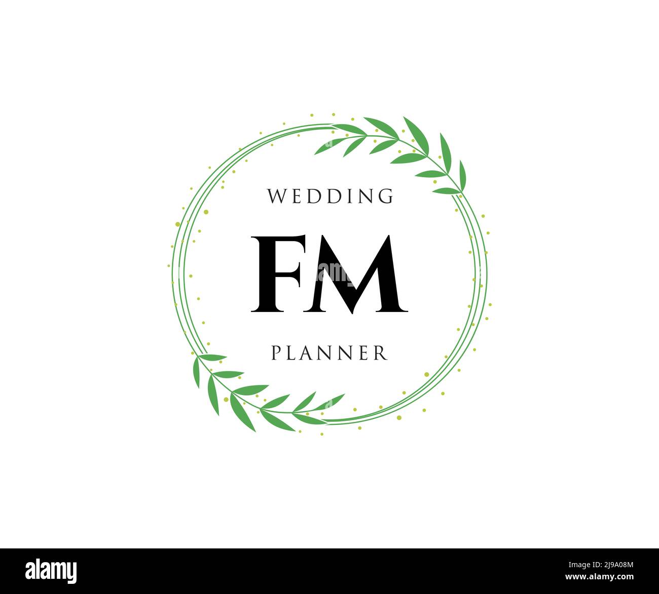 FM Initials letter Wedding monogram logos collection, hand drawn modern minimalistic and floral templates for Invitation cards, Save the Date, elegant Stock Vector