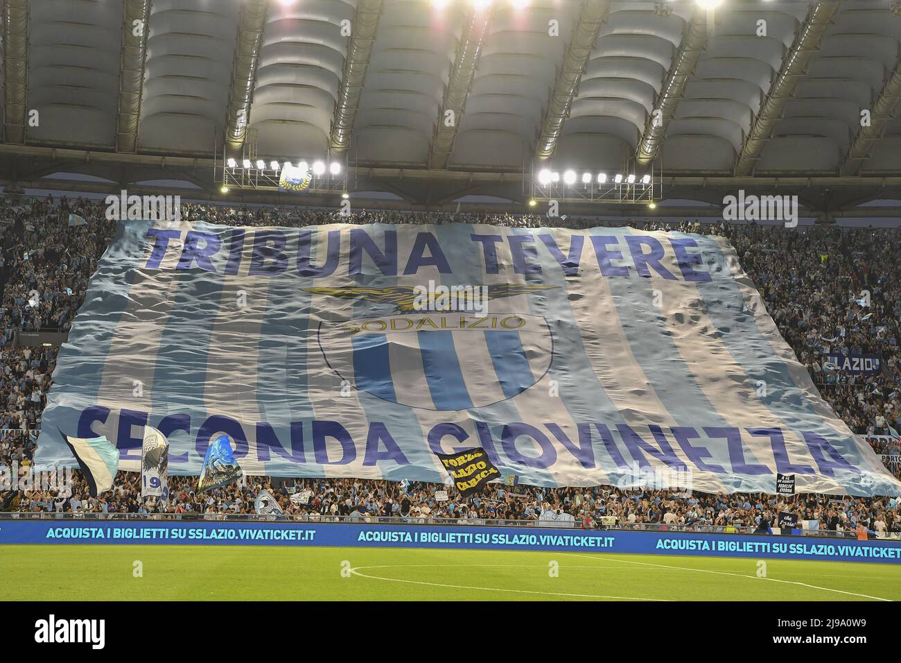 S.S. Lazio Fans during the 38th day of the Serie A Championship between  S.S. Lazio vs Hellas Verona F.C. on 21th May 2022 at the Stadio Olimpico in  Rome, Italy. (Photo by