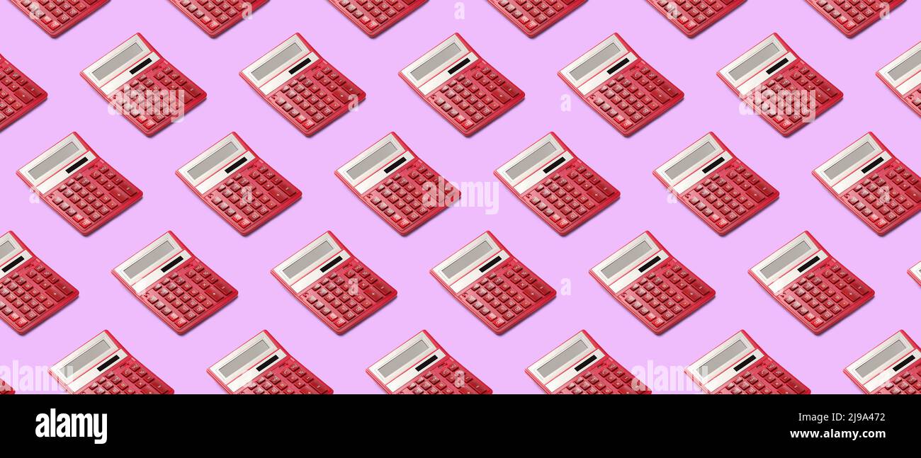 Many calculators on pink background. Pattern for design Stock Photo - Alamy