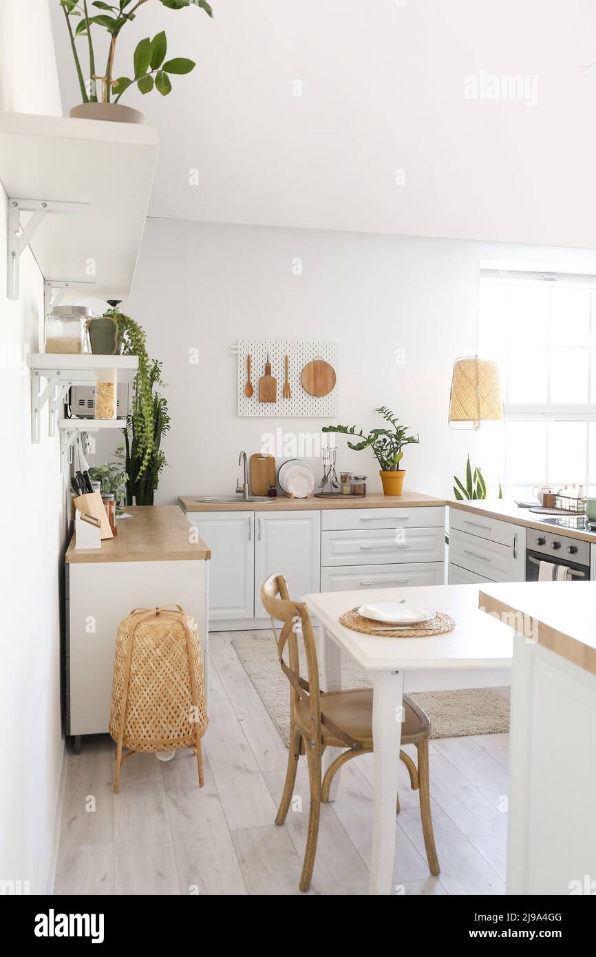 Interior of stylish kitchen with modern furniture Stock Photo - Alamy