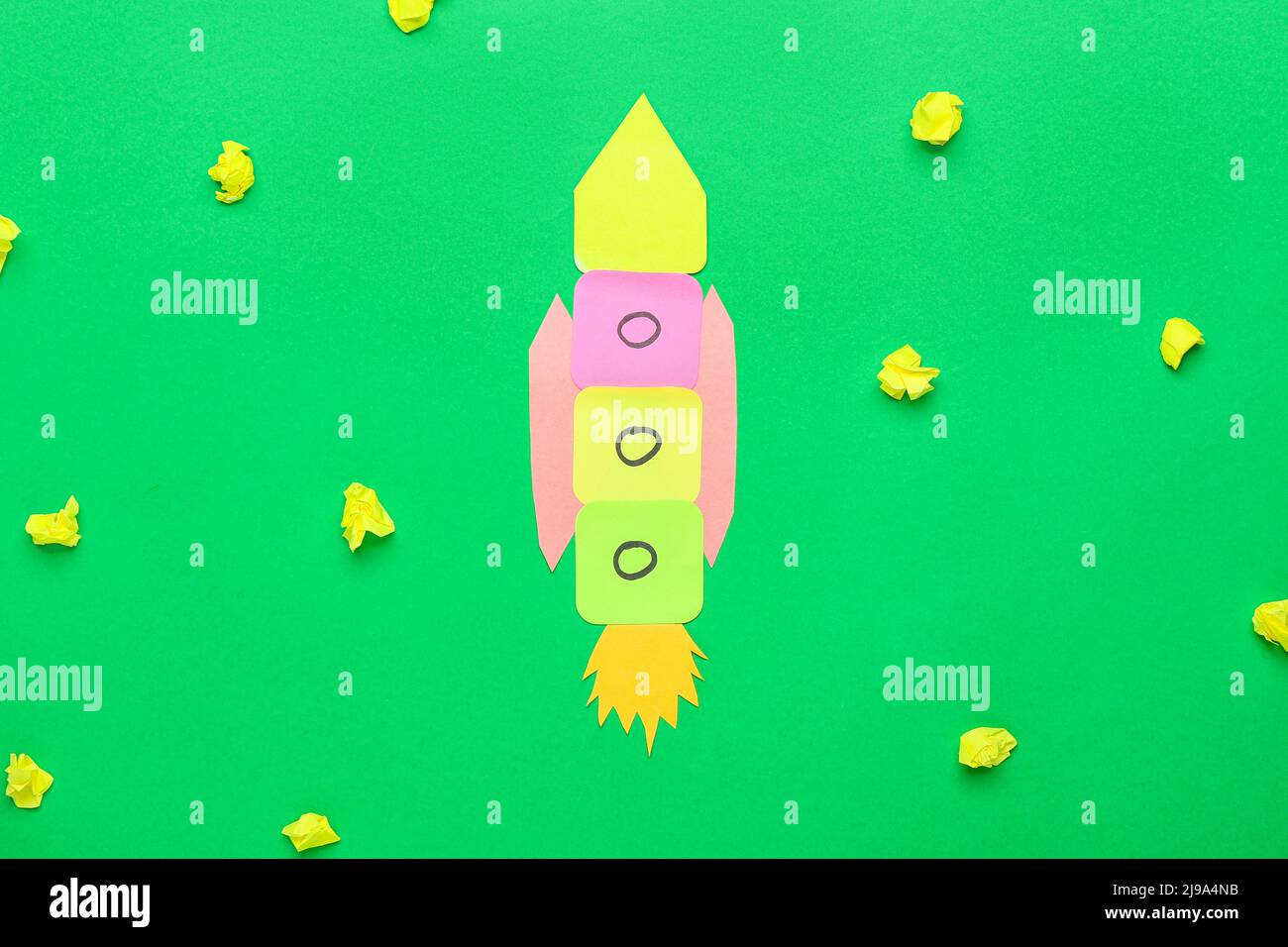 Rocket Sticky Note Rocket and stars made of sticky notes on color background Stock Photo ...