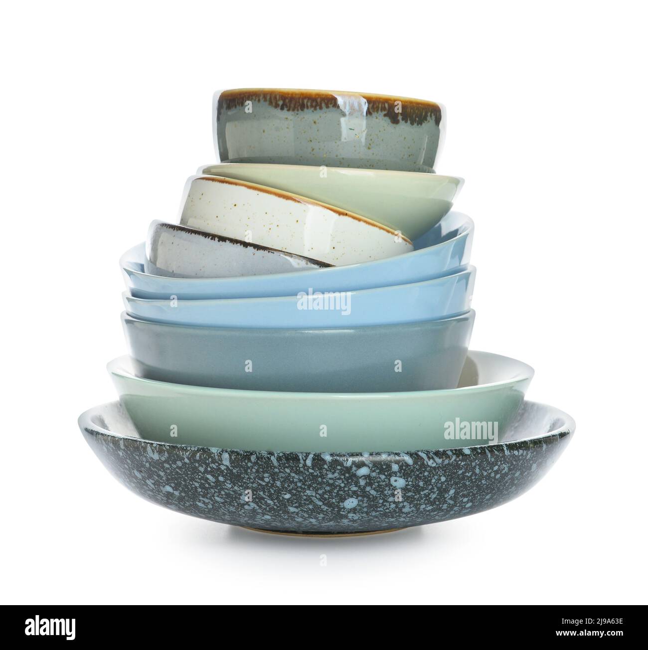 Beautiful plates and bowls on white background Stock Photo Alamy