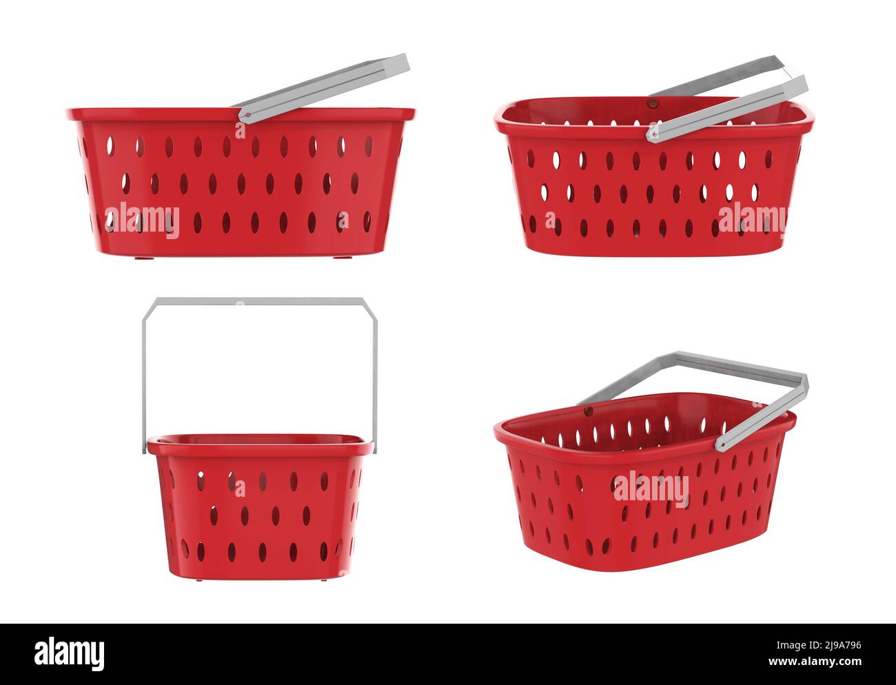 3d rendering empty red basket isolated on white background Stock Photo