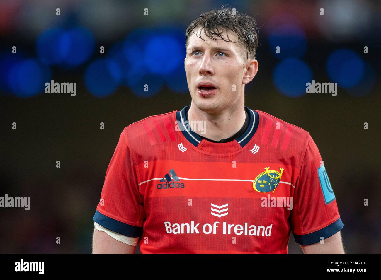 Thomas Ahern of Munster during the United Rugby Championship Round 18 match between Leinster Rugby and