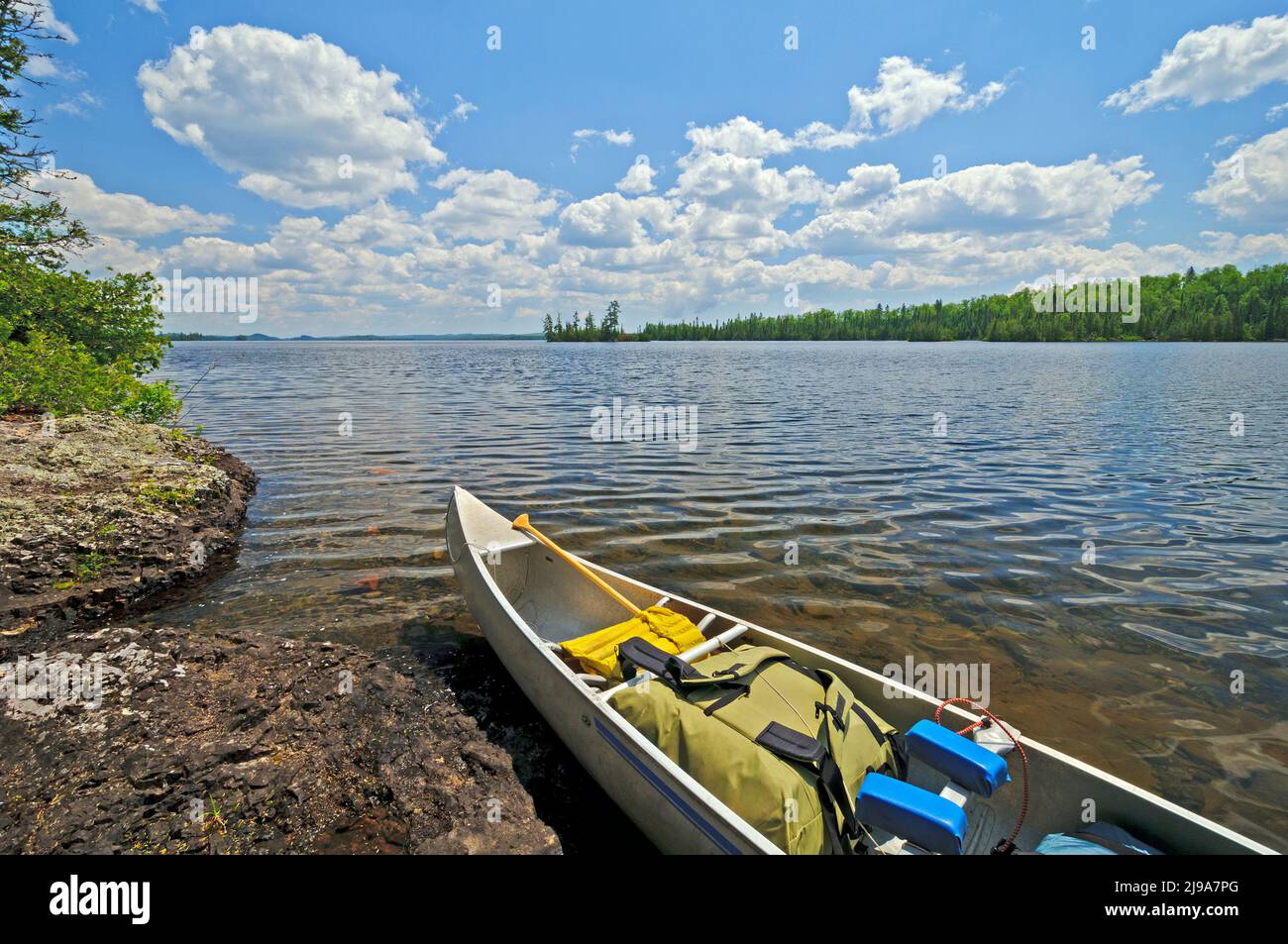 Heading Out into the Great North Woods on Brule Lake in the Boundary Waters in Minnesota Stock Photo