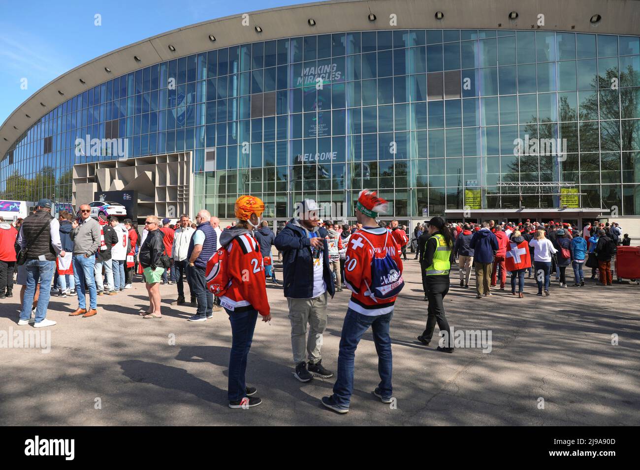 Helsinki, Finland. 21st May, 2022. Fans of Switzerland national Ice