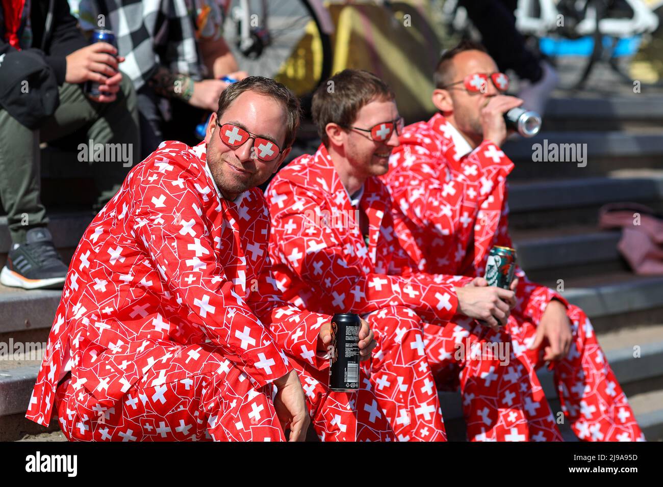 Helsinki, Finland. 21st May, 2022. Fans of Switzerland national Ice