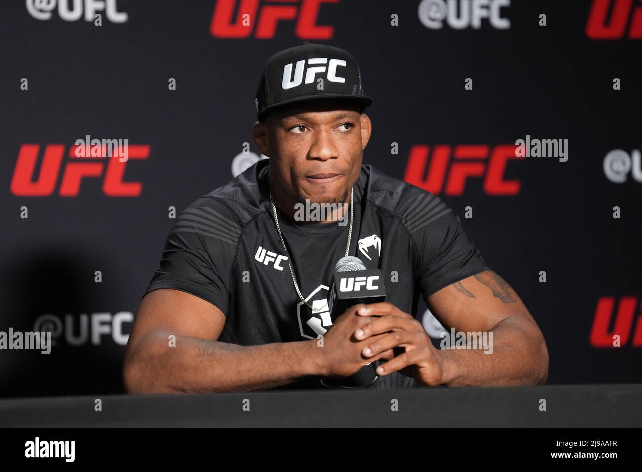LAS VEGAS, NV - May 21: Jailton Almeida meets with the press following the win at UFC Apex for UFC Fight Night - Holm vs Vieira - Event on May 21, 2022 in LAS VEGAS, United States. (Photo by Louis Grasse/PxImages) Stock Photo