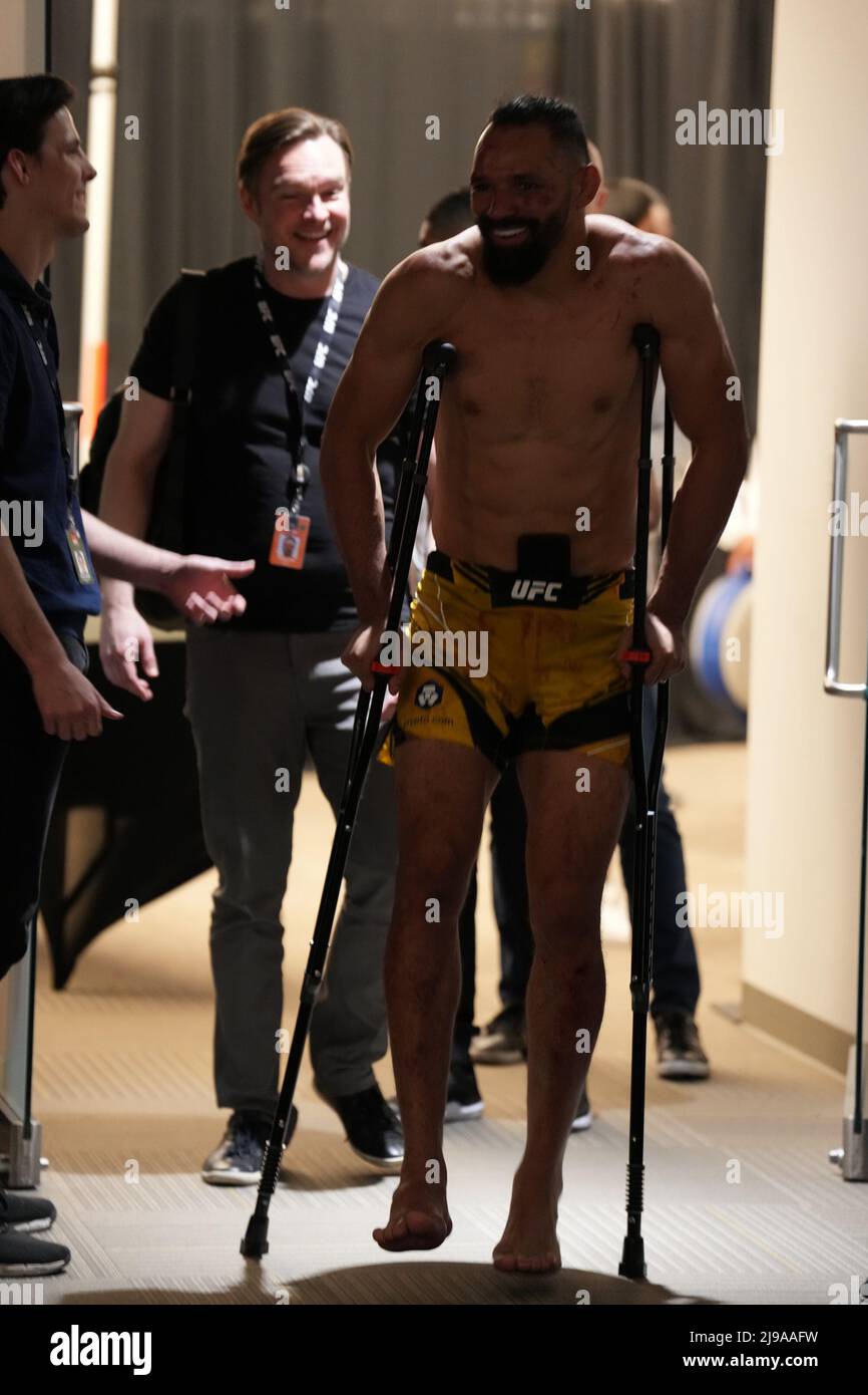 LAS VEGAS, NV - May 21: MIchel Pereira meets with the press following the win at UFC Apex for UFC Fight Night - Holm vs Vieira - Event on May 21, 2022 in LAS VEGAS, United States. (Photo by Louis Grasse/PxImages) Stock Photo