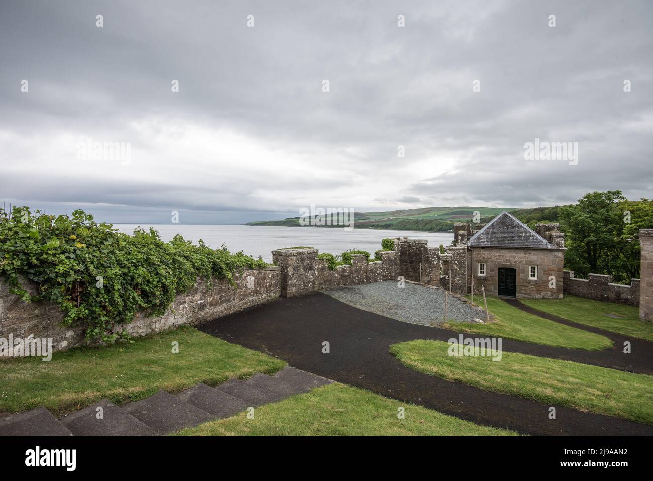 Cannons at the front of the Culzean Castle - Maybole, Carrick on the Ayrshire Coast of Scotland, United Kingdom, Stock Photo