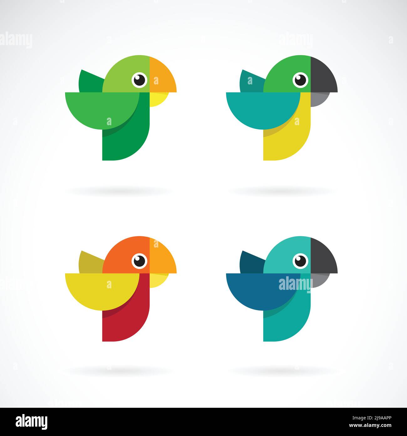 Vector set of parrot design on white background. Wild Animals. Birds. Easy editable layered vector illustration. Stock Vector