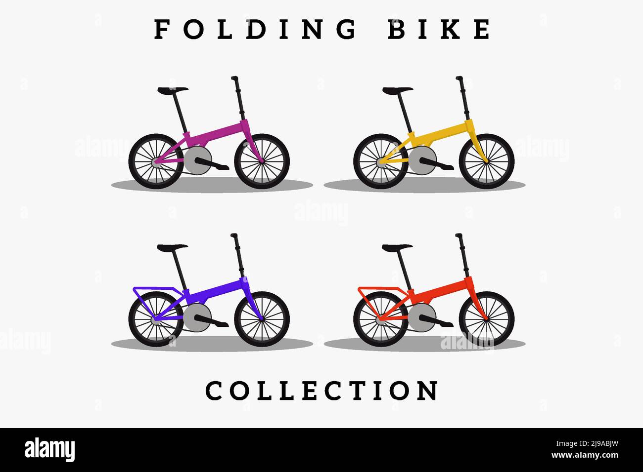 folding bike flat illustration collection Stock Vector