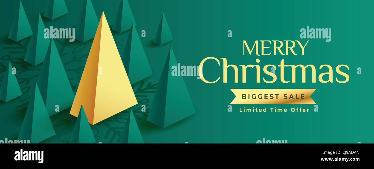 modern 3d christmas tree sale banner design Stock Vector Image & Art