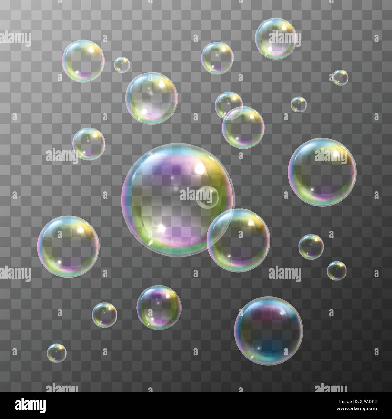 Realistic soap bubbles with rainbow reflection set isolated vector ...