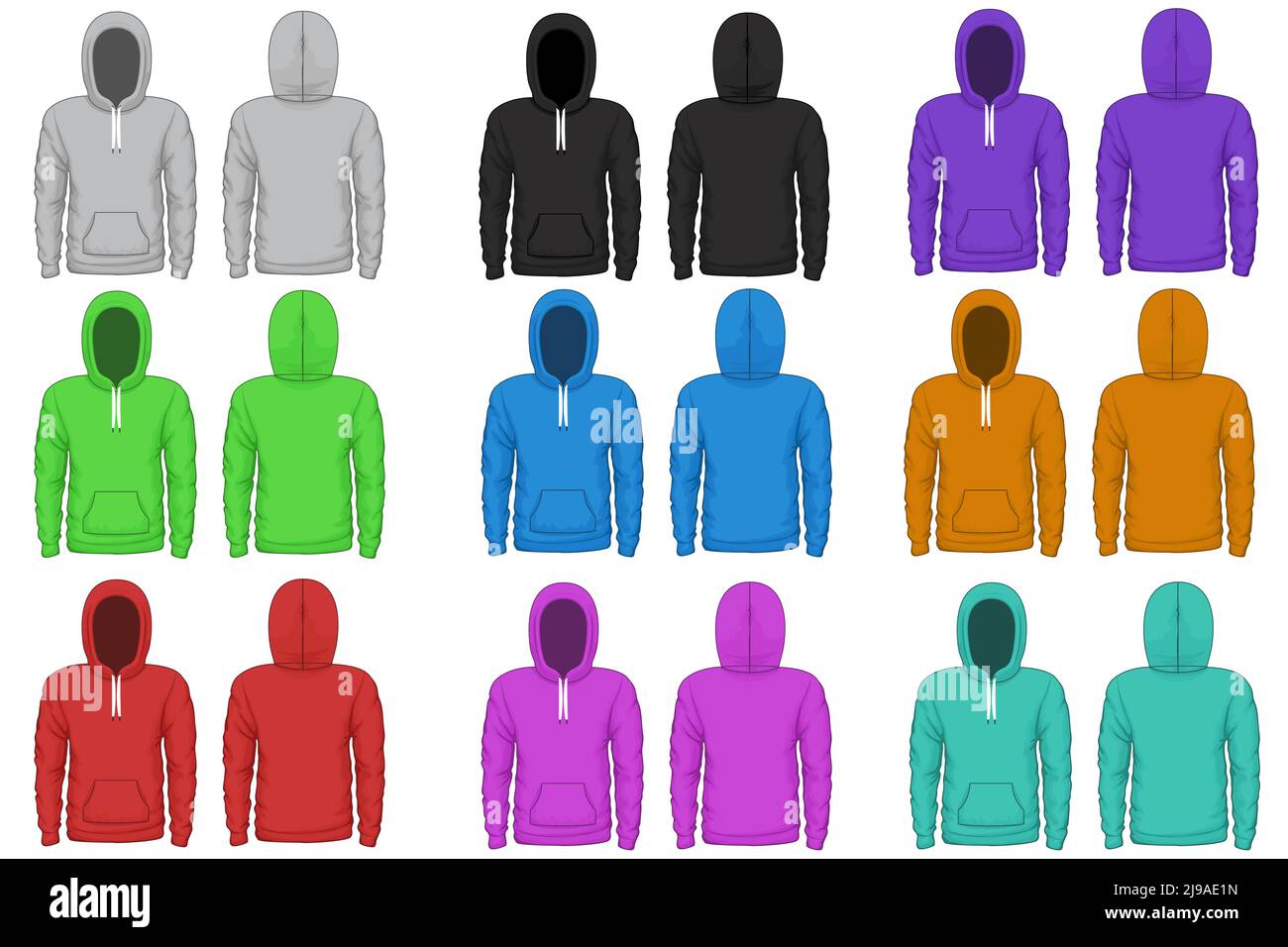 Raglan hoodie vector template. Cloth raglan, sweatshirt hoodie, wear garment illustration Stock Vector