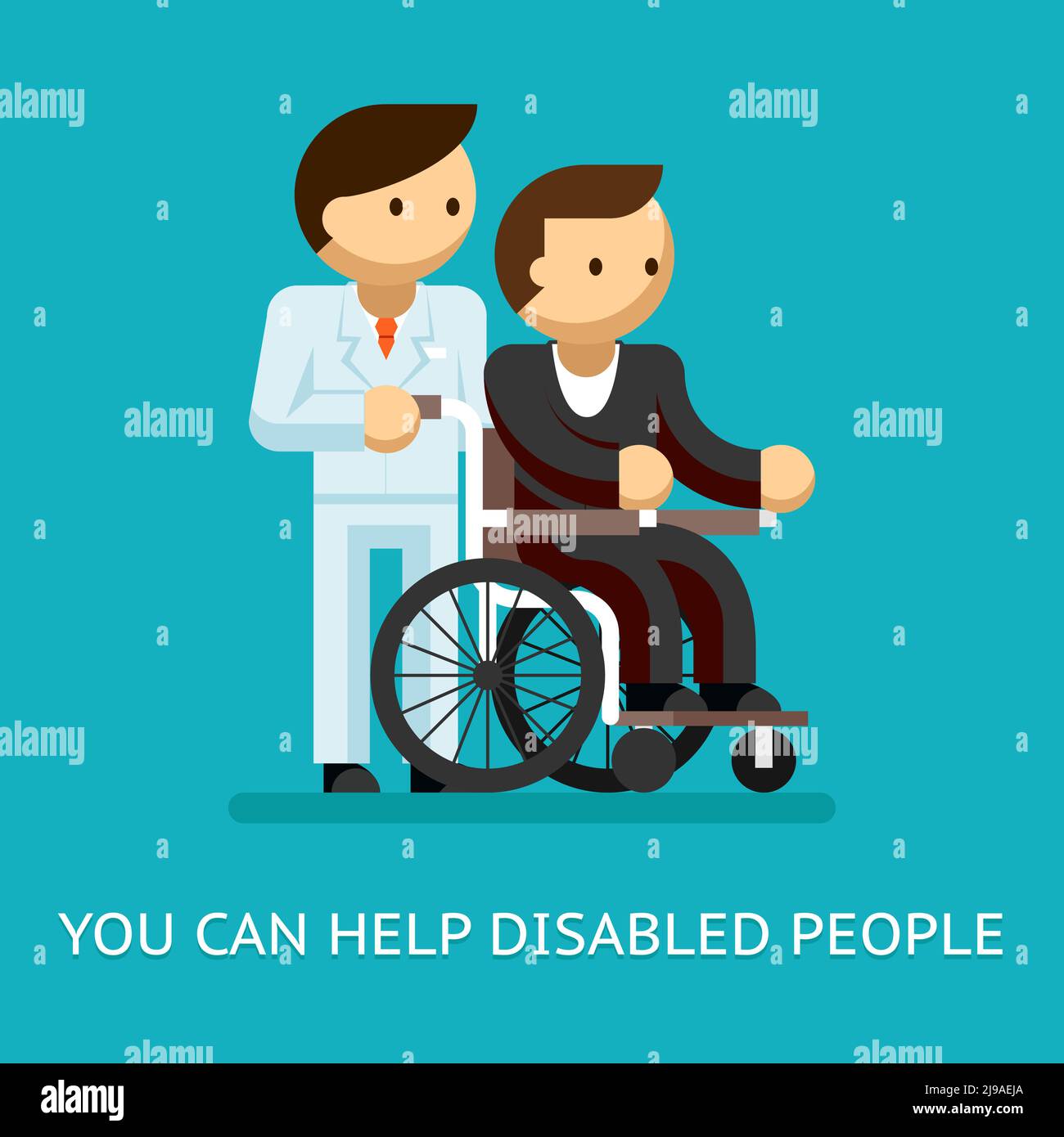 Disabled people help concept. Medical and care and wheelchair. Vector ...