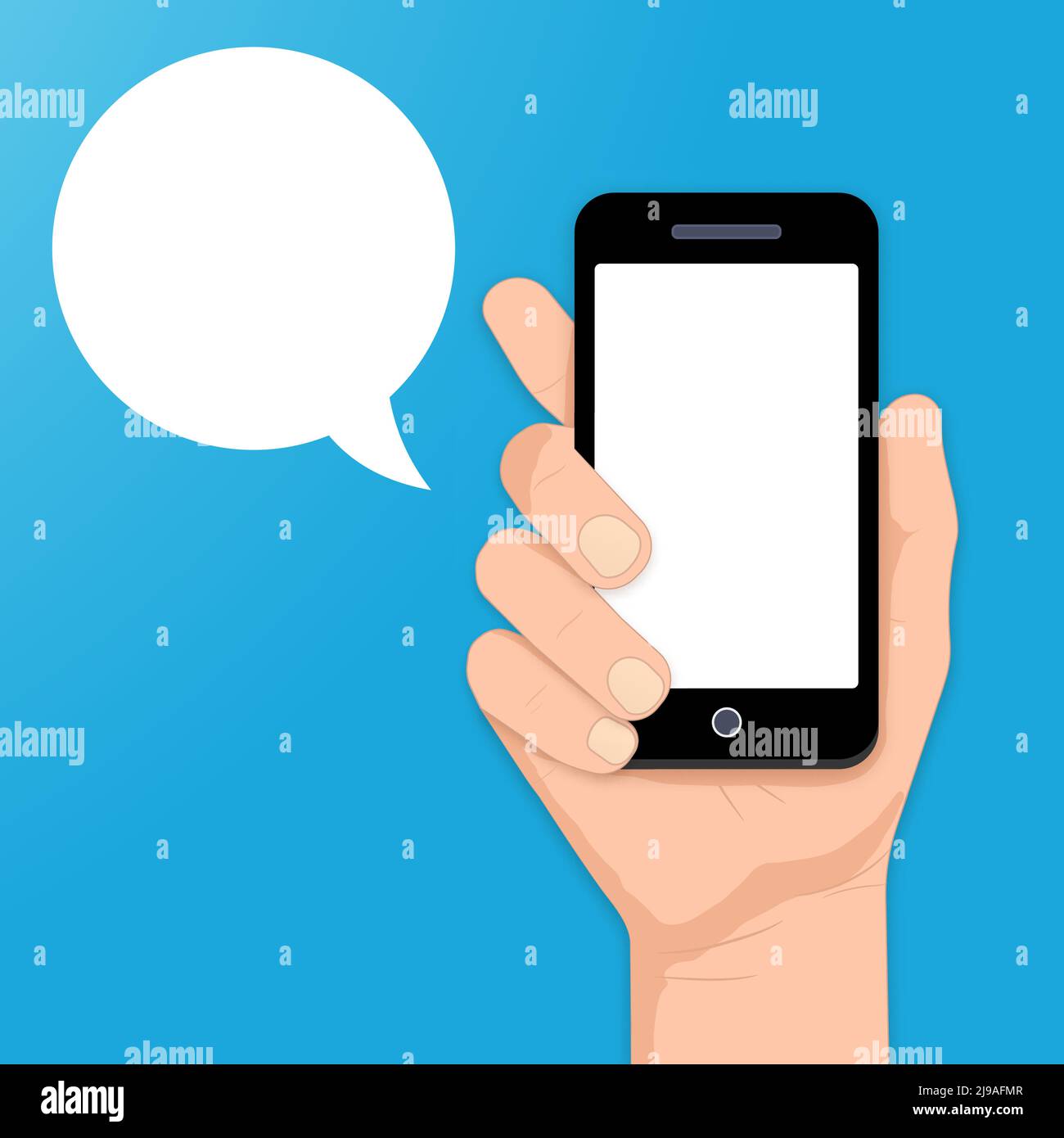smartphone with speech bubble in hand vector illustration Stock Vector ...