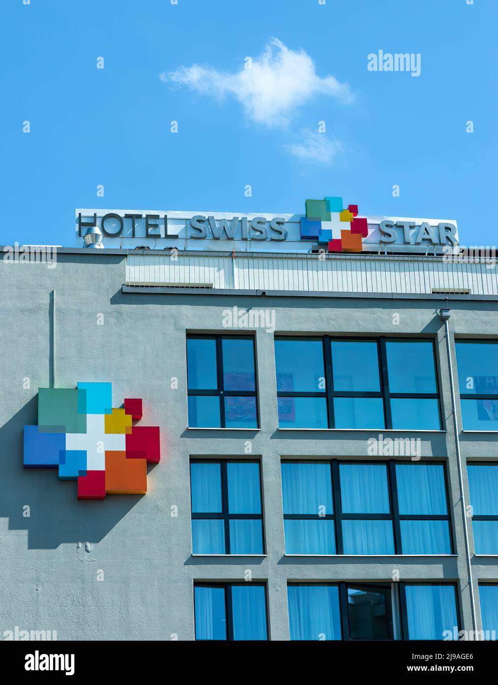 Wetzikon, Switzerland - May 14, 2022: Modern Hotel Swiss Star in Wetzikon was established in 2012 Stock Photo