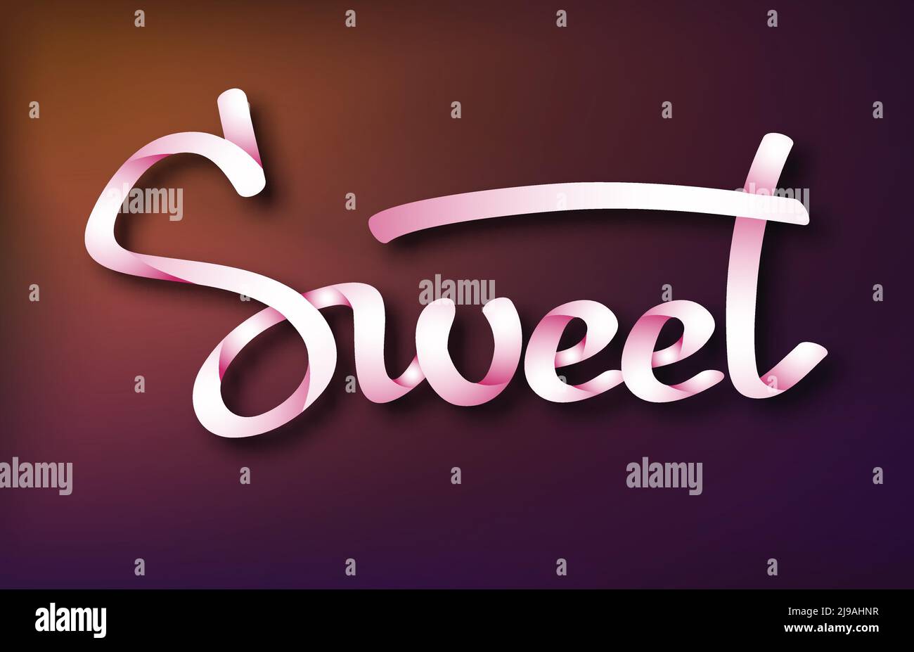 Typographical abstract template with elegant calligraphic Sweet ribbon ...