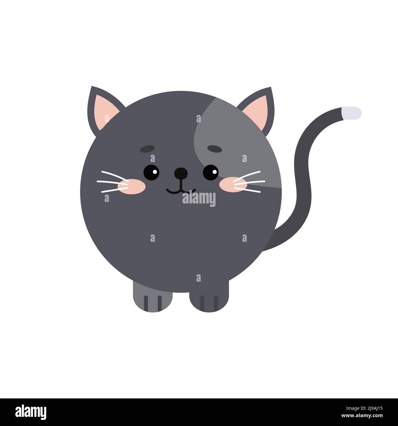 Cute cartoon cat face icon on white background Vector Image