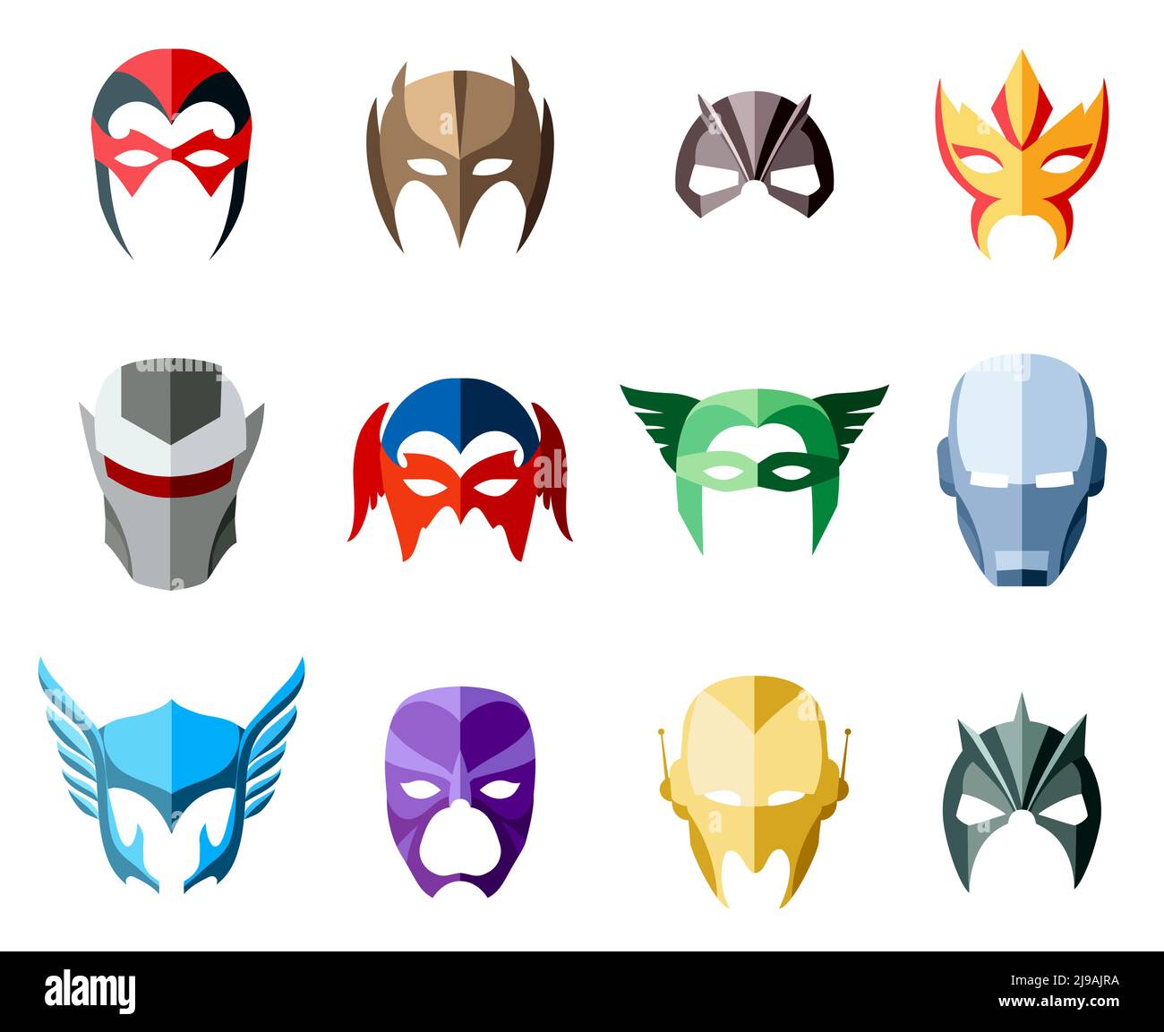 Vector super hero masks for face character in flat style. Illustration