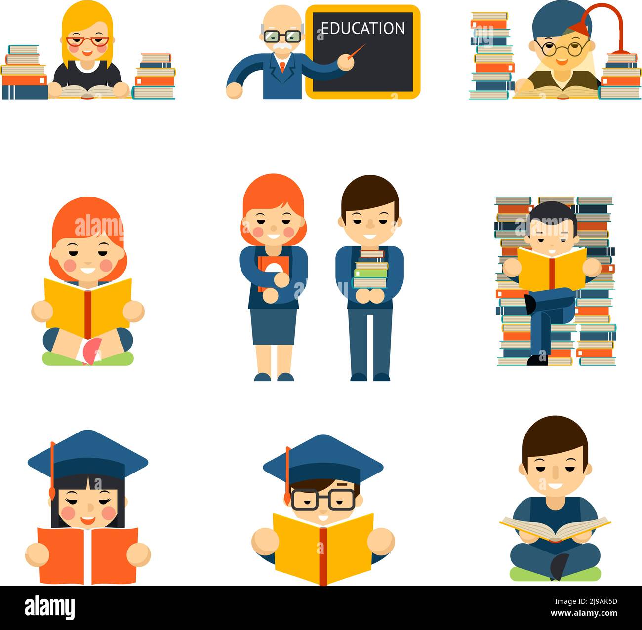 Students and children reading and learn study in class room Stock Vector