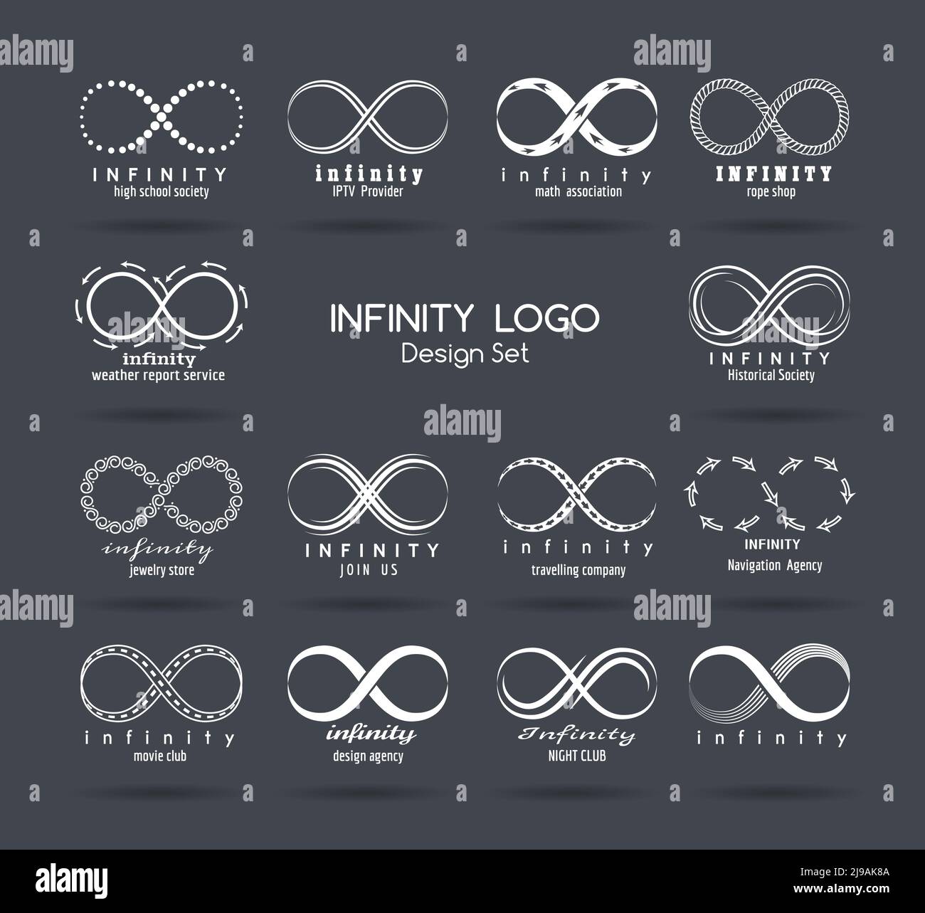 Set of vector infinity logo design. Shape template, creative business symbol illustration Stock Vector