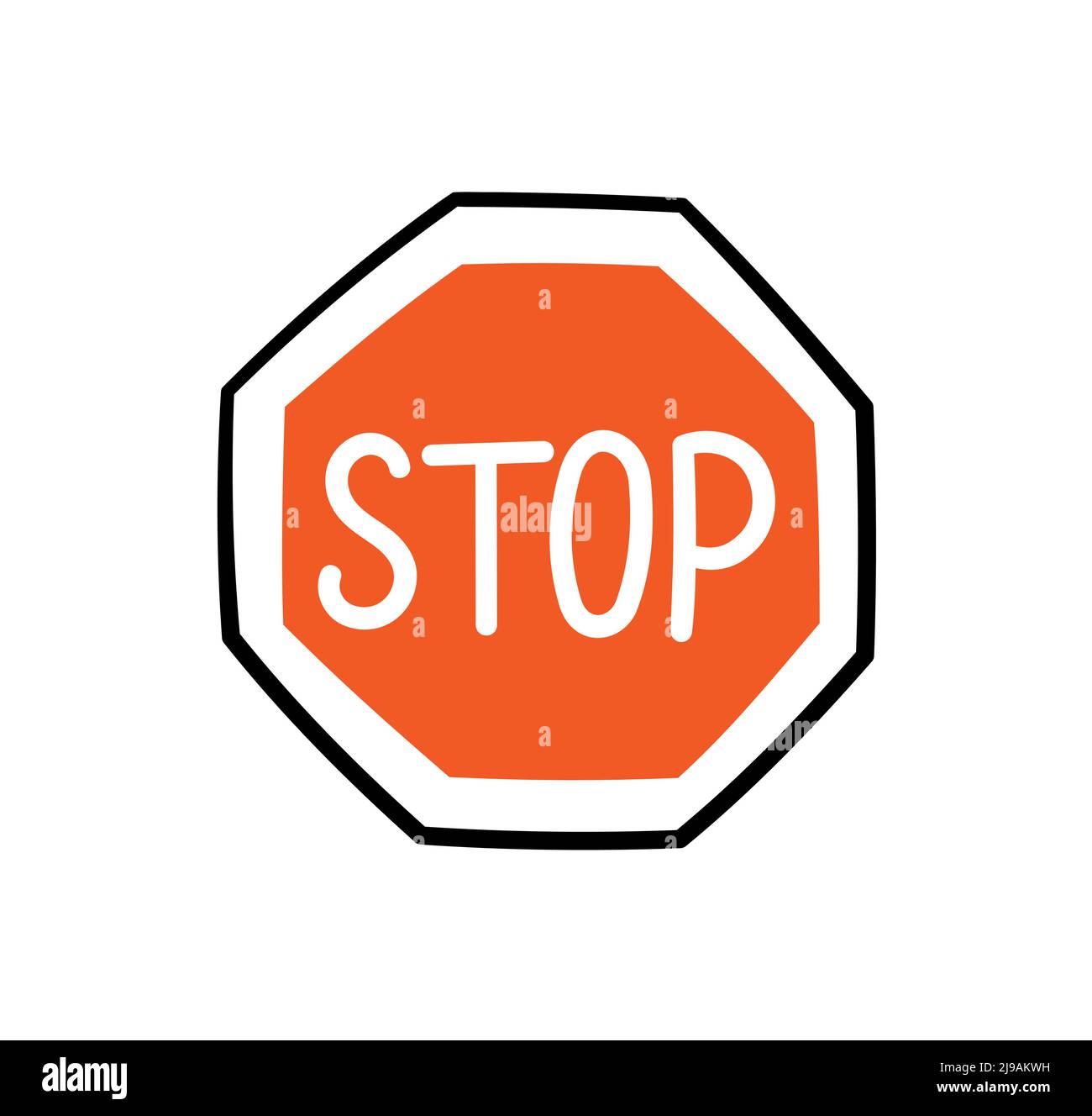Hand drawn traffic stop sign. Doodle stop road signal. Vector illustration isolated on white background Stock Vector