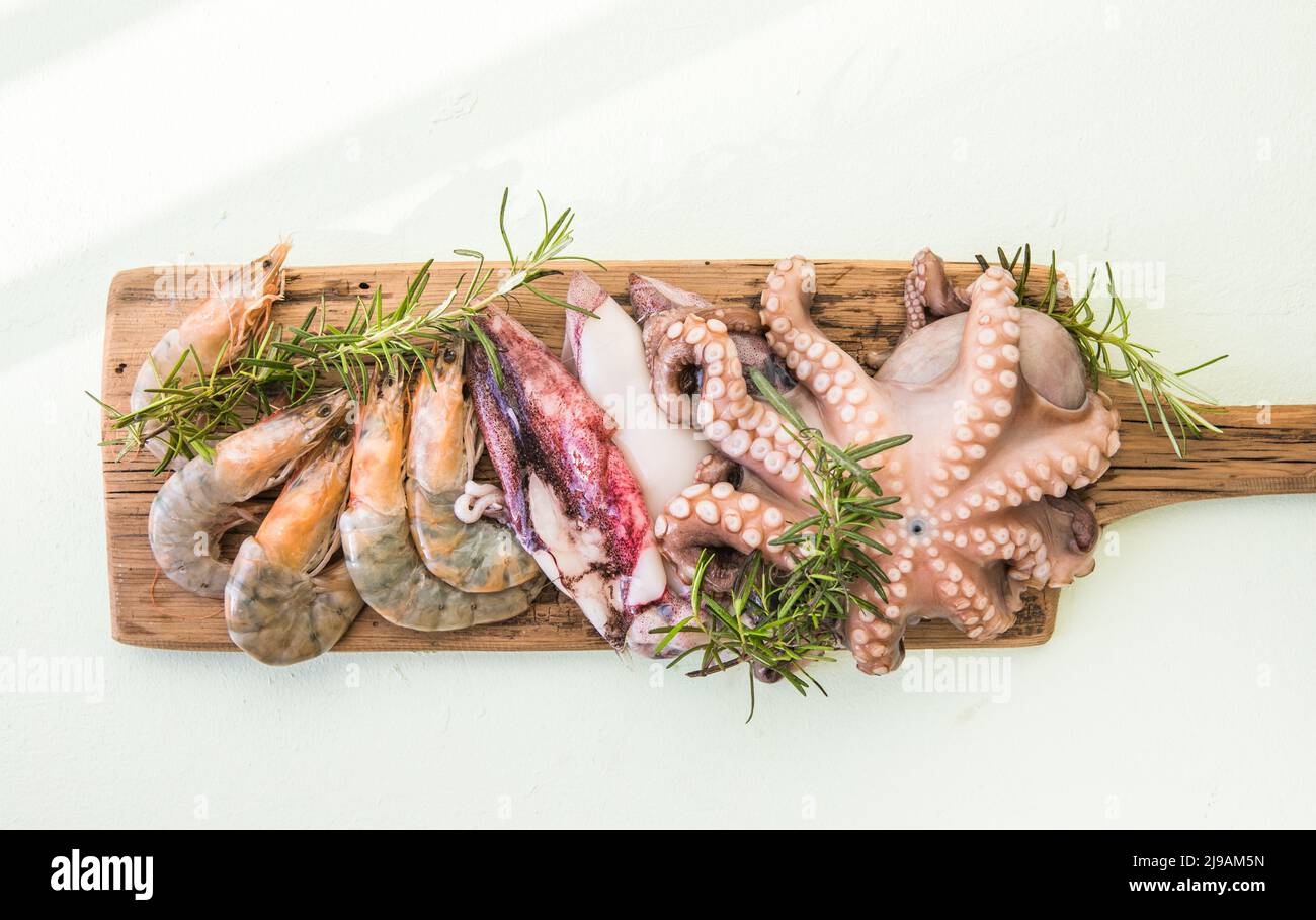 Mixed Seafood Contain octopus, prawns, Calamari Squids. Seafood and