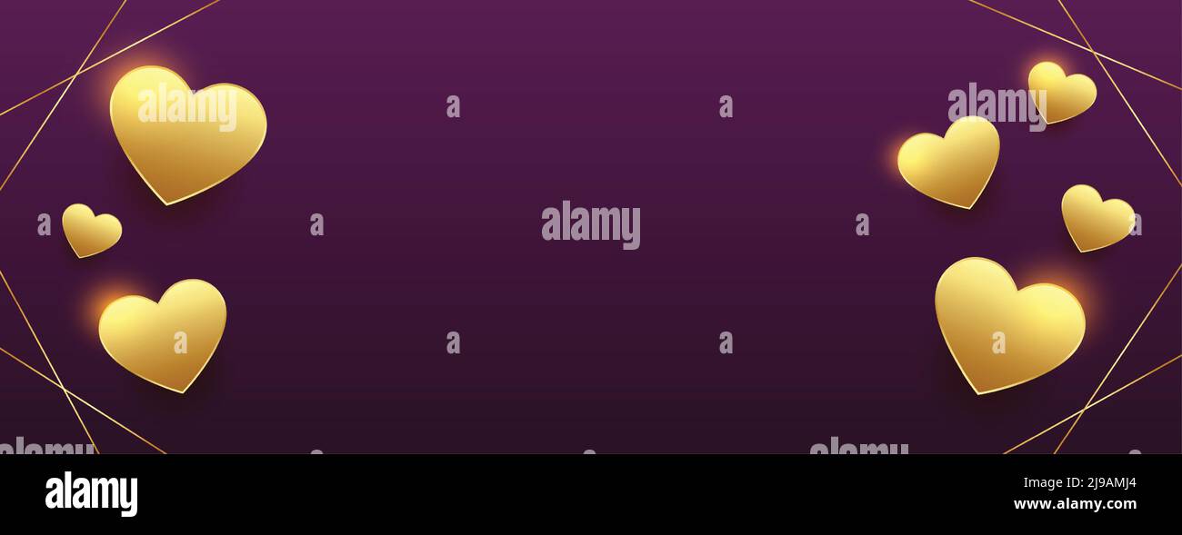 golden hearts banner with lines and text space Stock Vector Image & Art