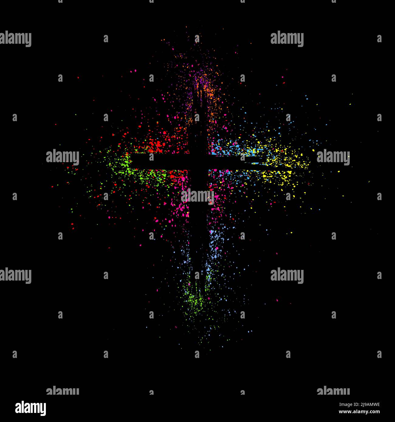 Multicolored religious cross. Happy easter. Vector illustration Stock Vector