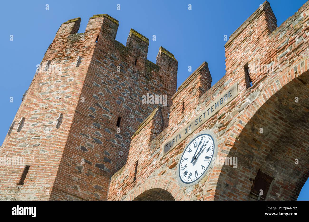Italy, Montagnana, the XX Settembre gate part of the medieval walls that surround the town Stock Photo