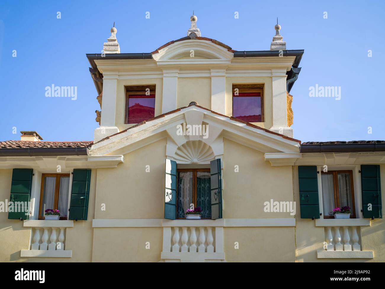 Italy, Montagnana, the Venetian-style architecture of a house in the old town Stock Photo