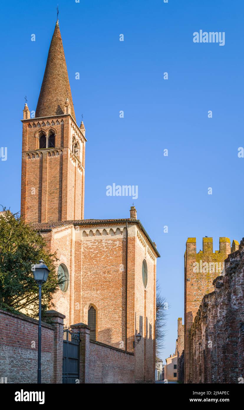Italy, Montagnana, the church of San Francesco located in front of the medieval walls Stock Photo