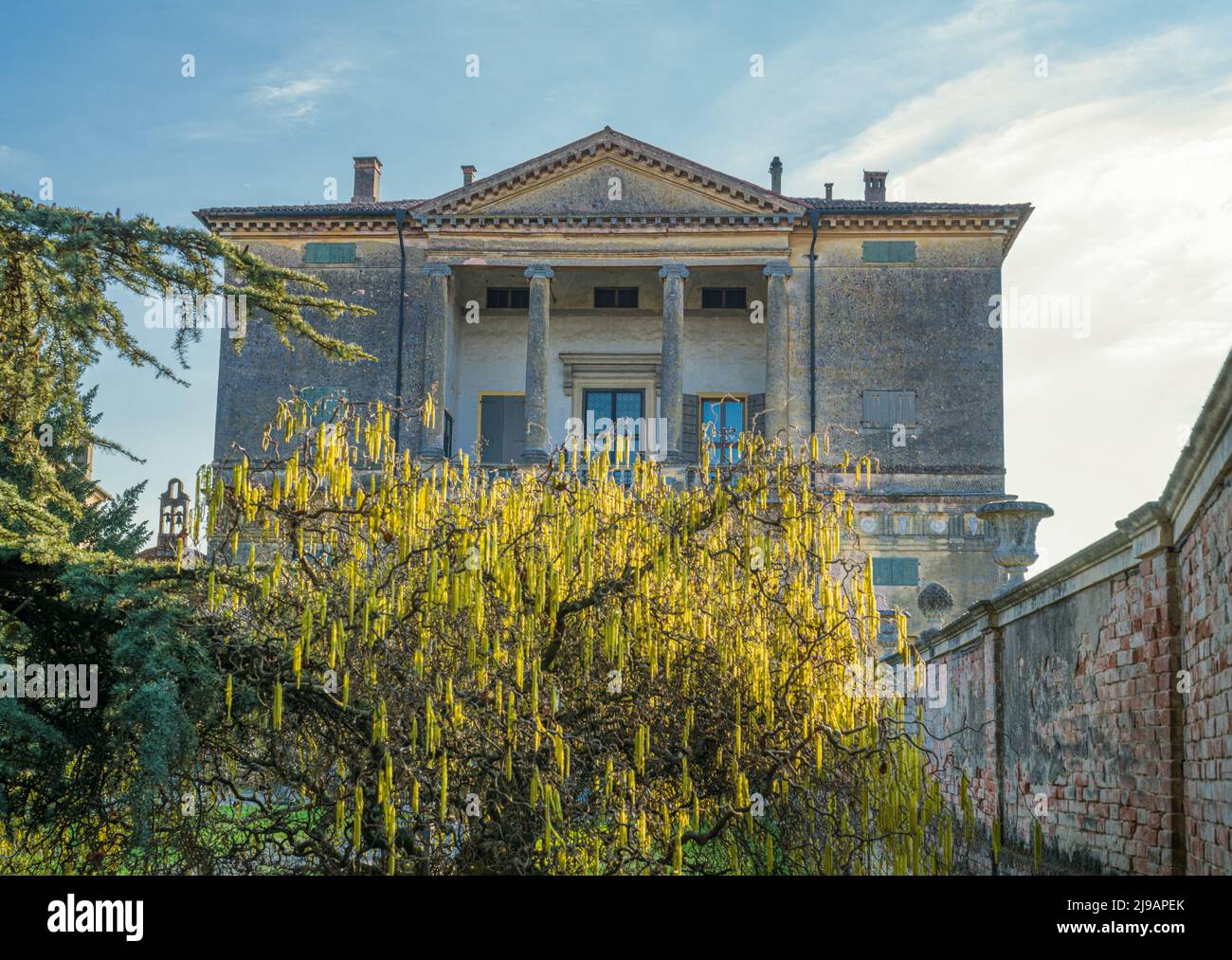 Montagnana, Italy - March 4, 2022: The  rear facade of the Pisani villa seen from its garden Stock Photo