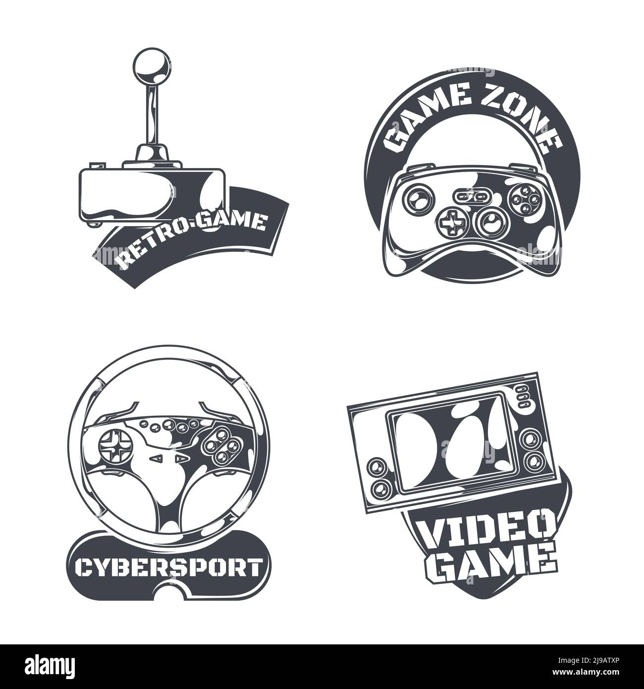 Set of video games emblems, labels, badges, logos. Isolated on white