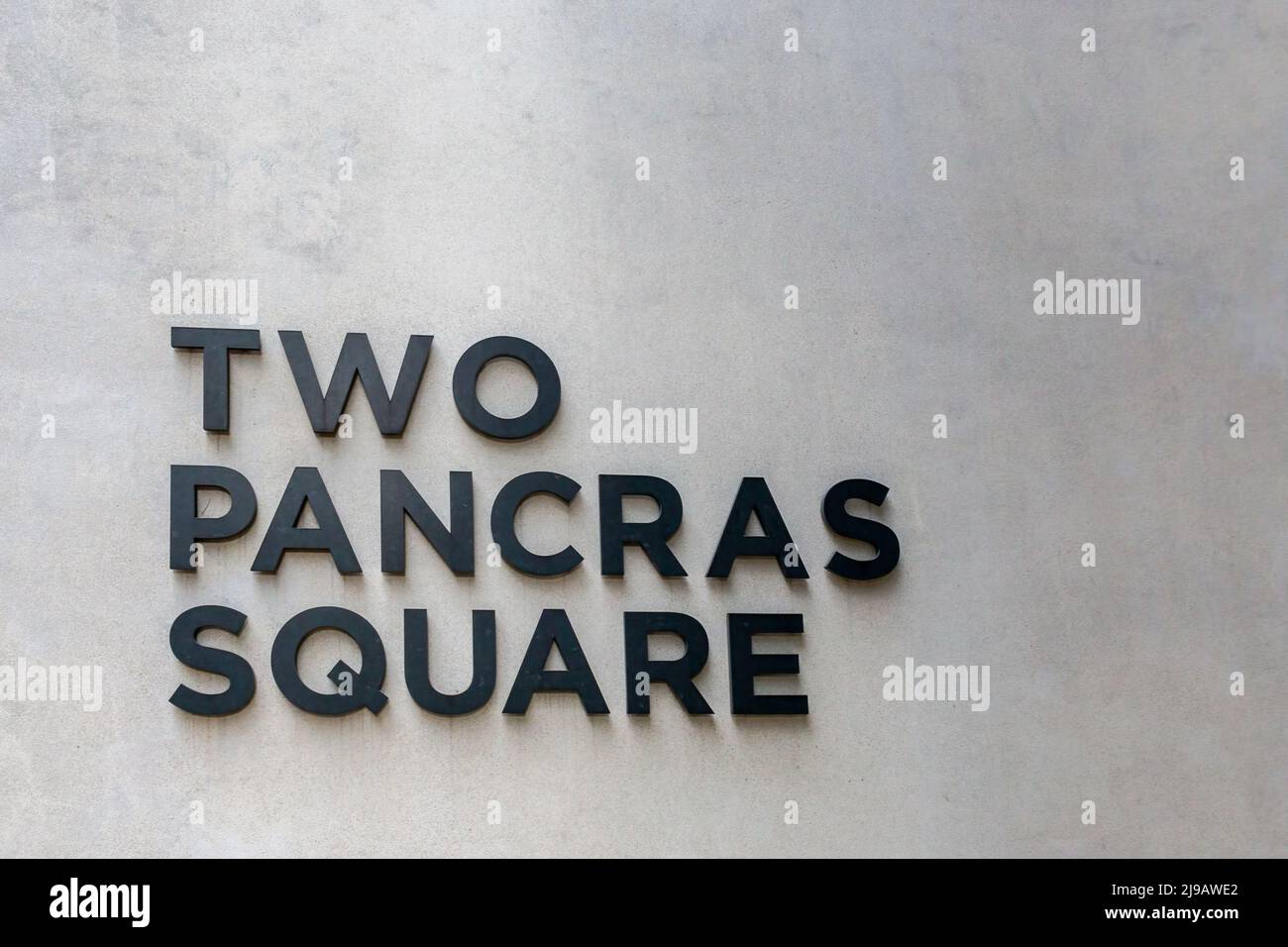 The sign of the front of the Two Pancras Square office building, Kings Cross, London. Stock Photo