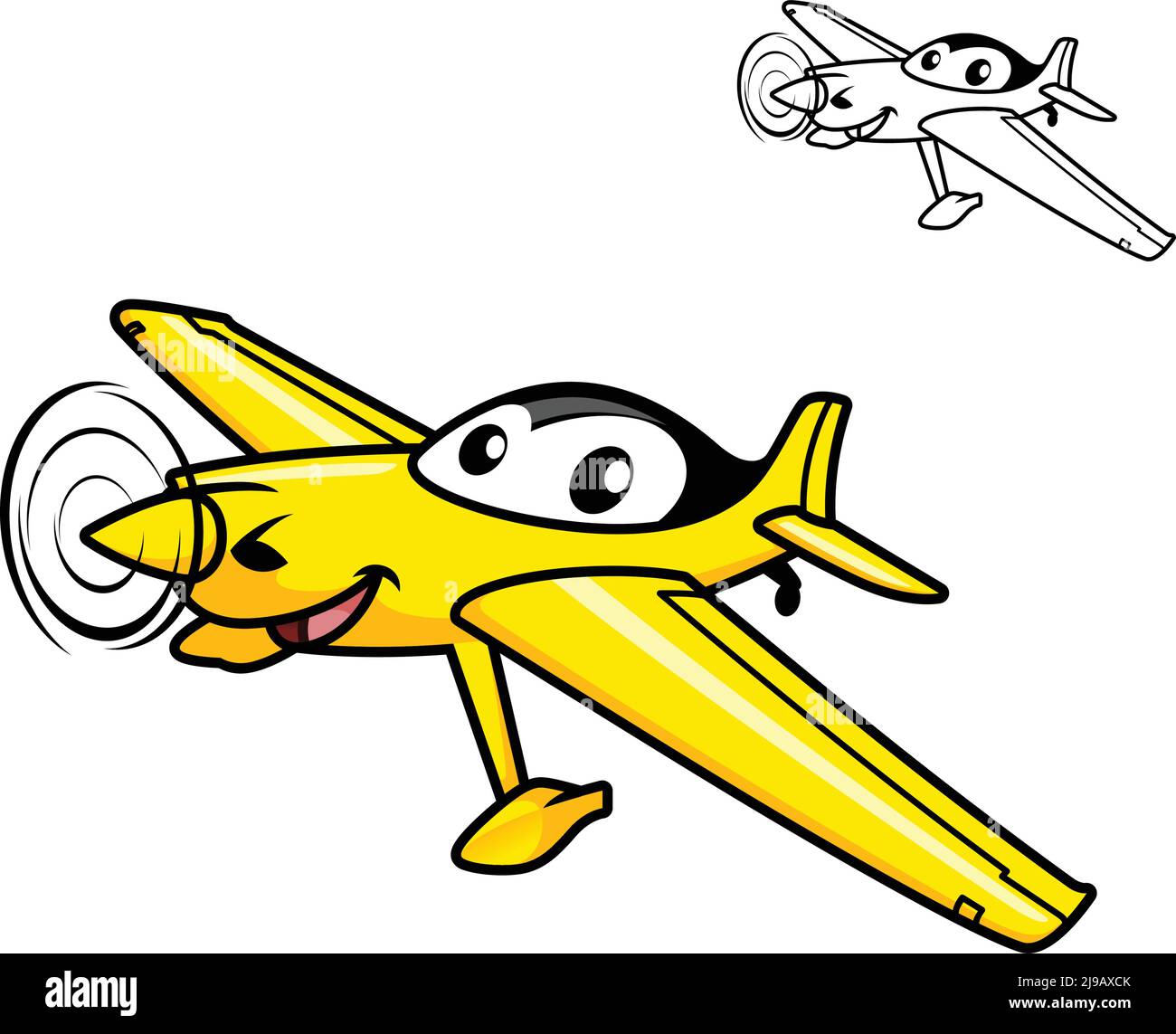 Cute Happy Airplane Flying with Black and White Line Art Drawing,  Transport, Vector Character Illustration, Outline Cartoon Mascot Logo in  Isolated Stock Vector Image & Art - Alamy