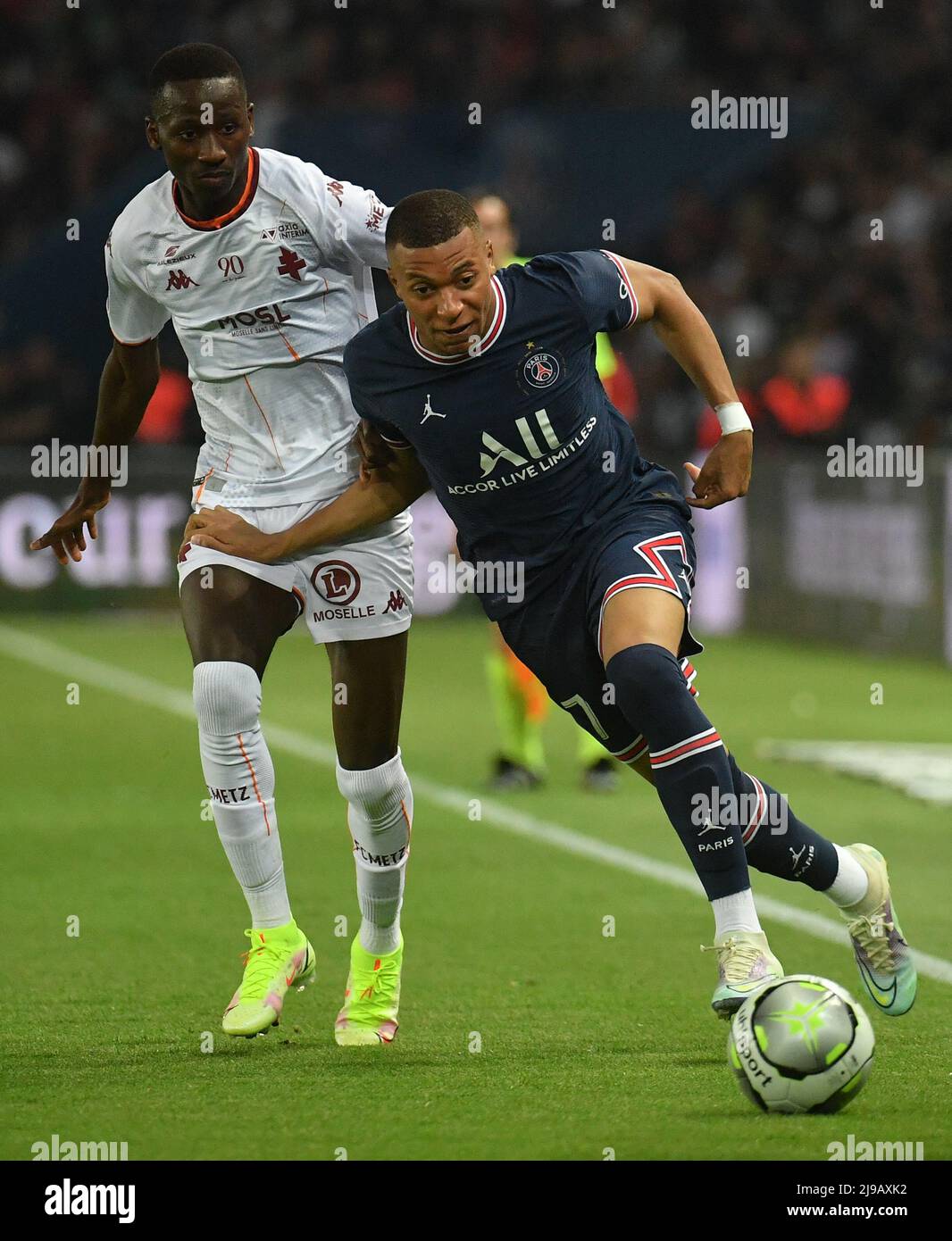 Paris Saint-Germain's Kylian Mbappé and during the French L1 football ...