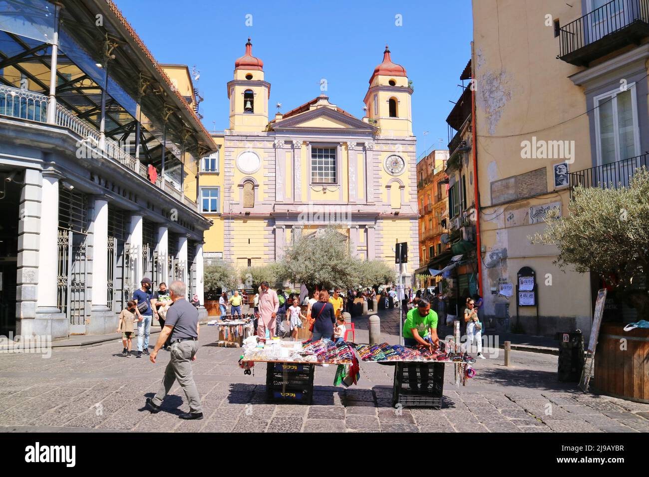 The street of a popular market in Naples, an Italian city Stock Photo ...